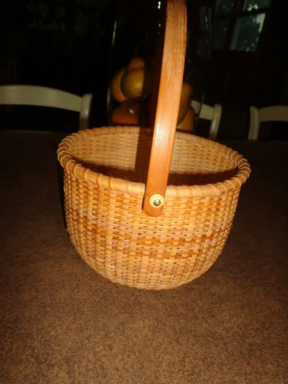 NEW Handcrafted NANTUCKET Round Handled Basket 8x6